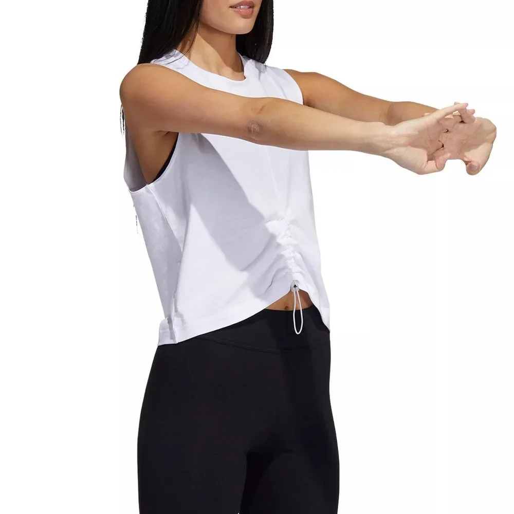 adidas Women's Cotton Cinch Tank Top New - Picture 3 of 6